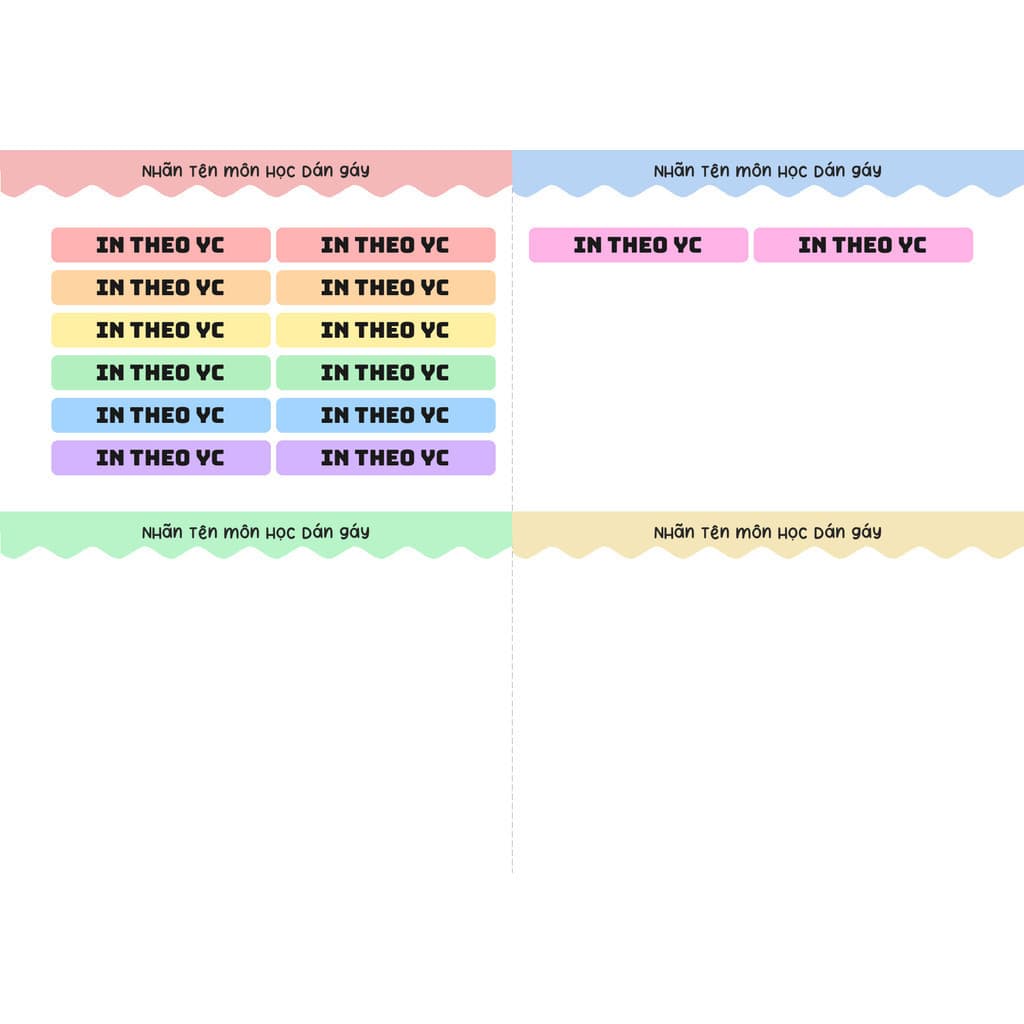 [In theo yêu cầu] Nhãn Tên Môn Học Dán Gáy Sách, đặc biệt chọn môn/màu/font/kích thước theo sở thích