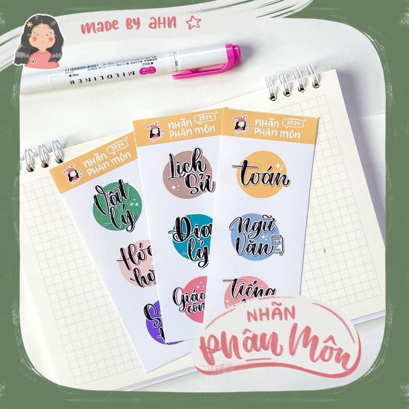 Nhãn phân môn 2024 sticker - MADE BY AHN thiết kế